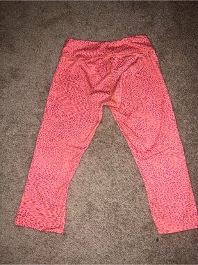 Reebok Pink and Coral Animal Print Capri Leggings
